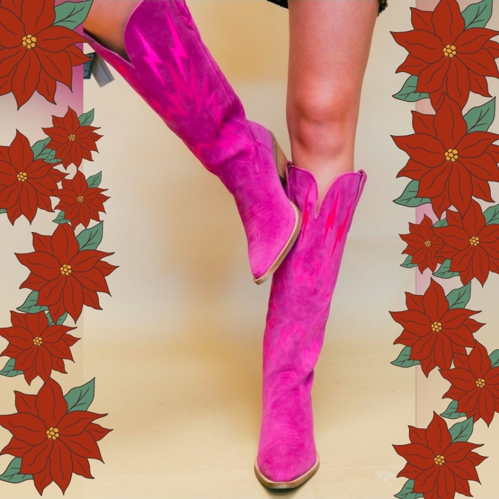 Dingo left Thunder Road Fuchsia Cowboy Boots Cowgirl - Picture 2 of 12